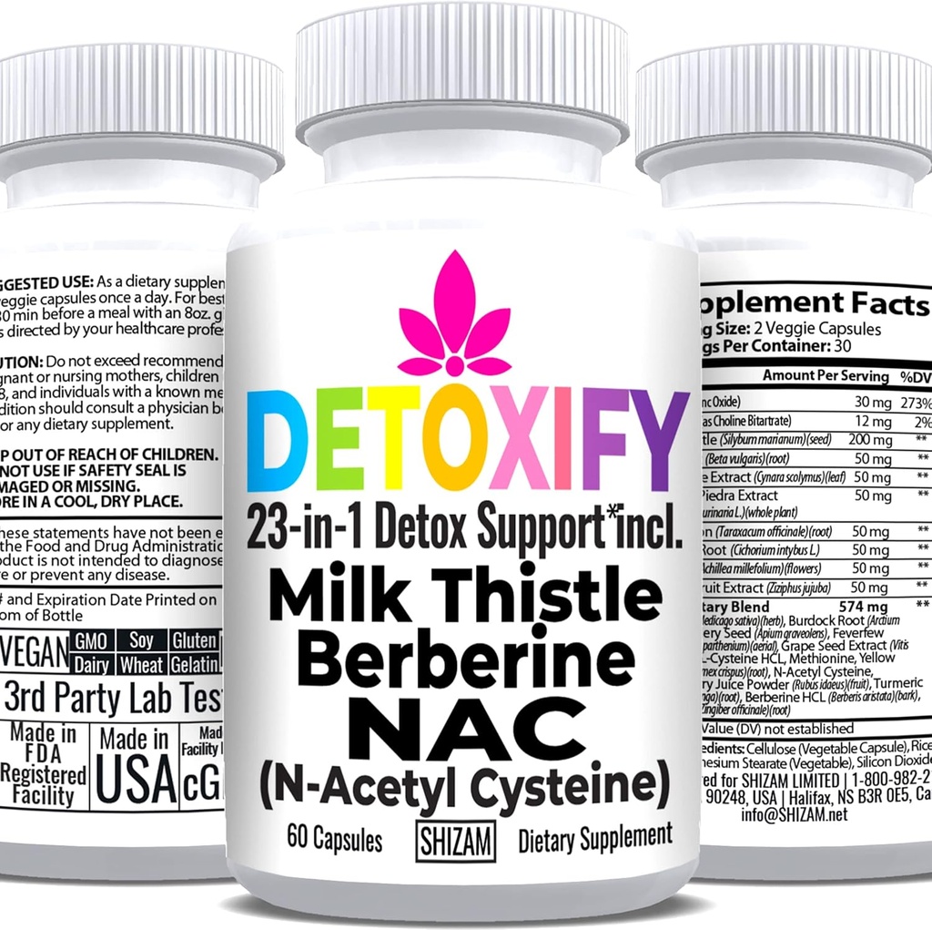 SHIZAM Milk Thistle NAC Supplement N-Acetyl Cysteine voor Glutathion 