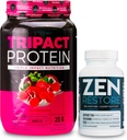 Nutrologie TRIPACT Proteïnepoeder, 7-in-1 Maaltijdvervangende Shake, Superberry (40 porties) Zen Natural Magnesium Supplement (30 porties)