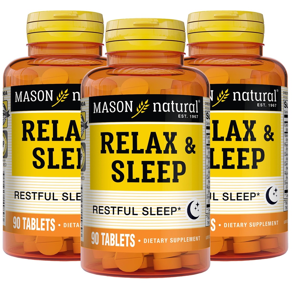 MASON NATUURLIJKE Relax & Slaap Dieet Kruidensupplement met Valeriaan wortel & Passiflora Extract, 9 maand levering, 3 verpakkingen