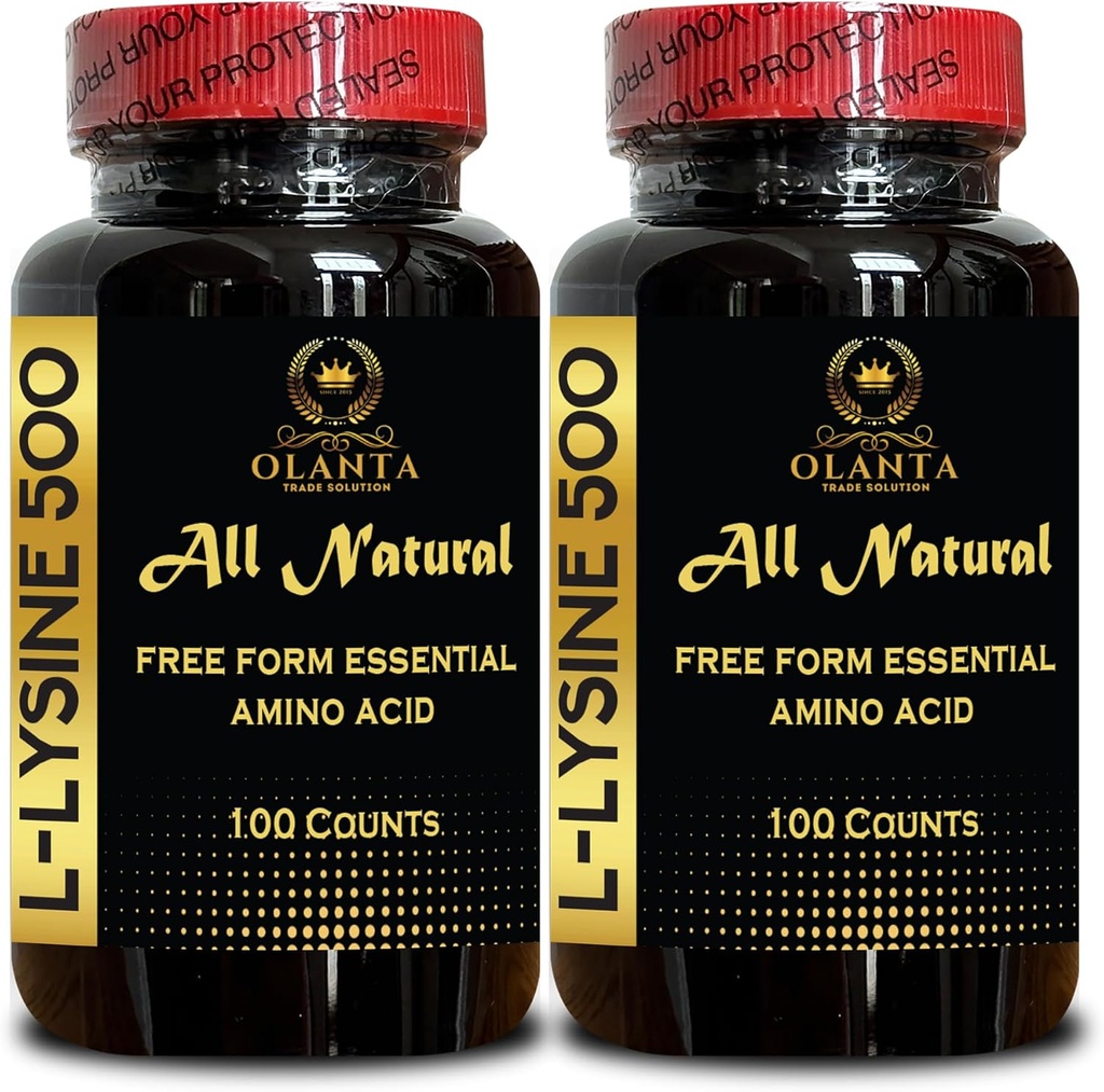 L-LYSINE Supplement Amino ACIDS - Supports Immune System, Muscles Recovery, Free-Form Essential Amino Acid, Lysine 500mg Immune Booster, Healthy Joints - 2 Bottles 200 Counts