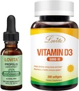Lovita Bee Propolis Liquid Extract & Vitamine D3 Softgel Nutriënt supplement bundel