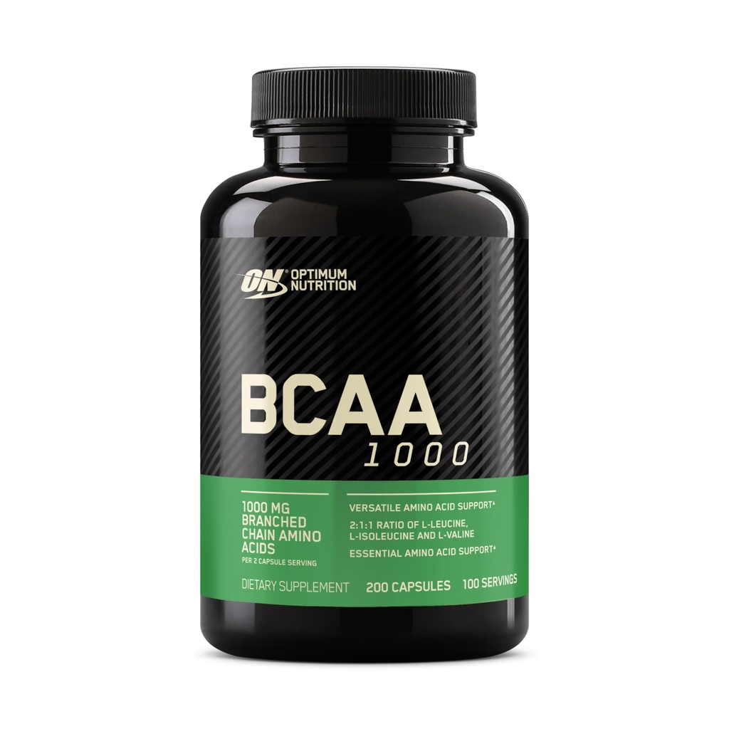 Optimale voeding Geïnstanteerde BCAA vertakte keten Essentiële Aminozuren Capsules, 1000mg, 200 Tellen