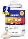 Enzymedica Lypo Gold, High Potency Lipase Digestieve enzymen voor vetdigestie, Ondersteunt Occasional Bloating Relief & Digestive Health, Keto-Friendly, Vegan, 120 Capsules FFP