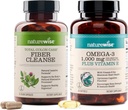 NatureWise Total Colon Care Vezelreiniging en Omega 3 Visolie Capsules [60 Tellen Elk]