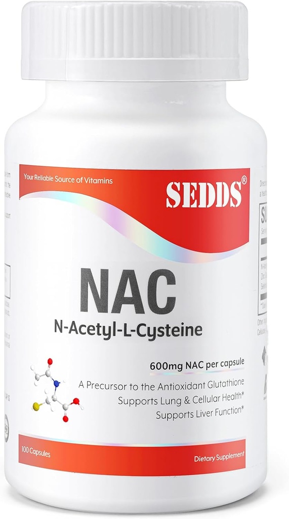 Supplementen, N-Acetyl Cysteine (NAC) 600mg, 100 Veg Capsules - Non-GMO, Glutenvrij