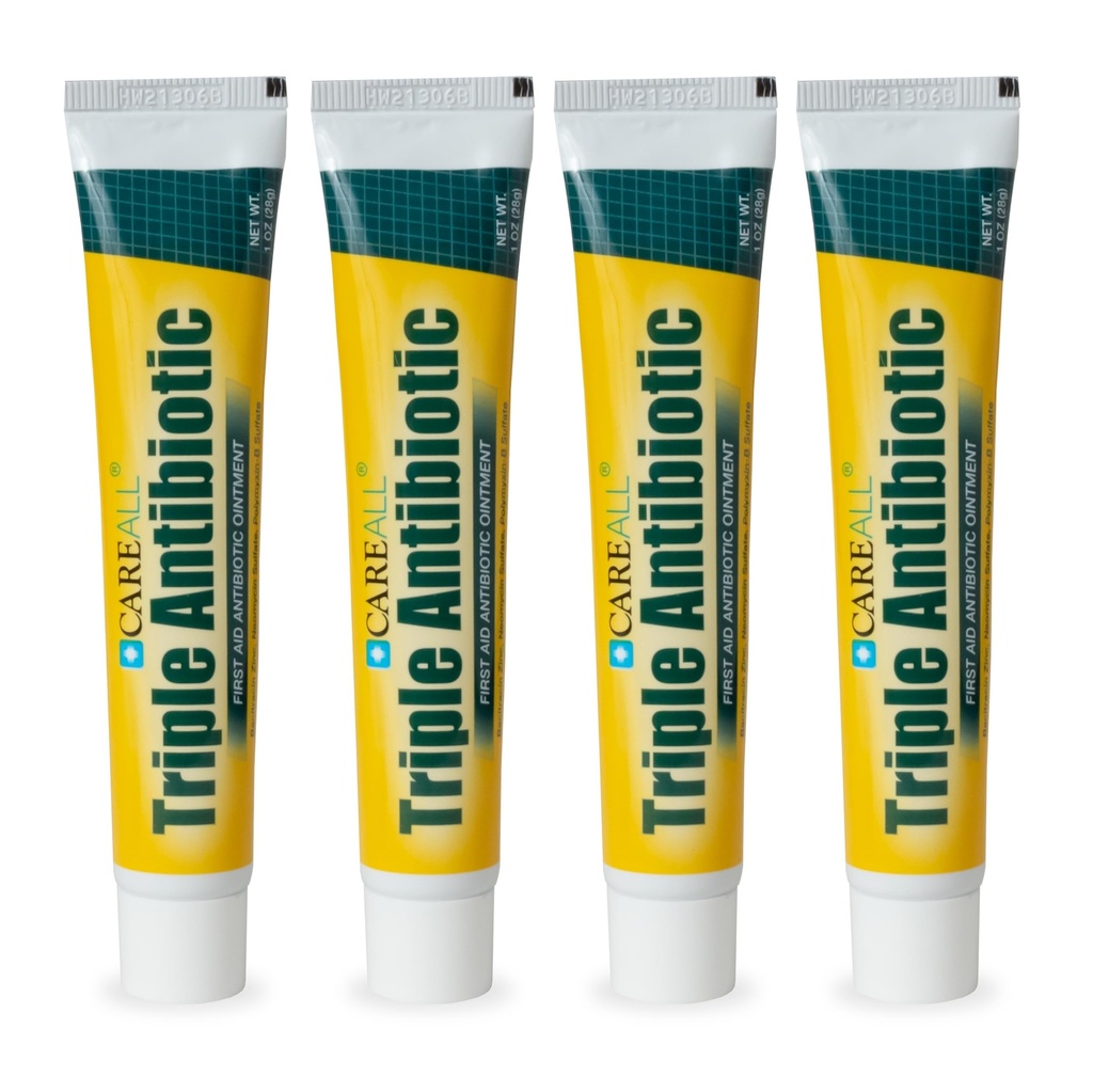CareAll Triple Antibiotische Zalf 1.0 oz (4 Pack), Eerste Hulp Zalf voor kleine scrapes, sneden en brandwonden om infectie te voorkomen, Vergelijk met de actieve ingrediënten van het leidende merk