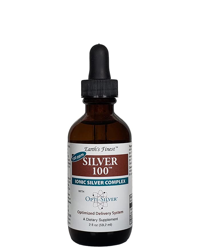 Silver 100 Ionic Silver Complex met Opti-Silver Optimized Delivery System for Immune Support - 100 ppm, 2oz (59.2ml) - Dropper