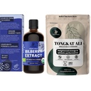 Jungle poeders Tongkat Ali voor mannen poeders 200:1 Extract 5 Ounce zak, Wild bosbes Extract voor ogen Biologische 3.4oz Fles bosbes supplement voor ogen
