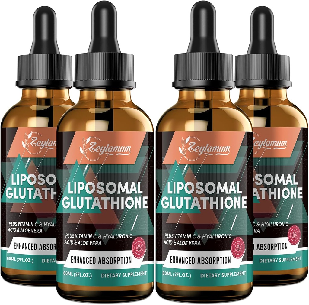 2000MG Liposomale Glutathion Liquid Drops, Ultra High Absorptie, Natural Detoxification, Immuun System & Skin Supprot*, L-Glutathione, Vitamine C & Hyaluronic Acid, Capsules Alternatief, 8,08 OZ