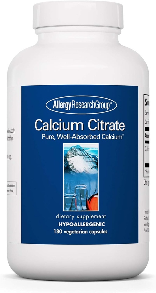 Allergy Research Group Calcium citraat - Pure Calcium, Botsterkte, Goed-Absorbed, 150 mg Supplement, Vegetarische Capsules - 180 Tel.