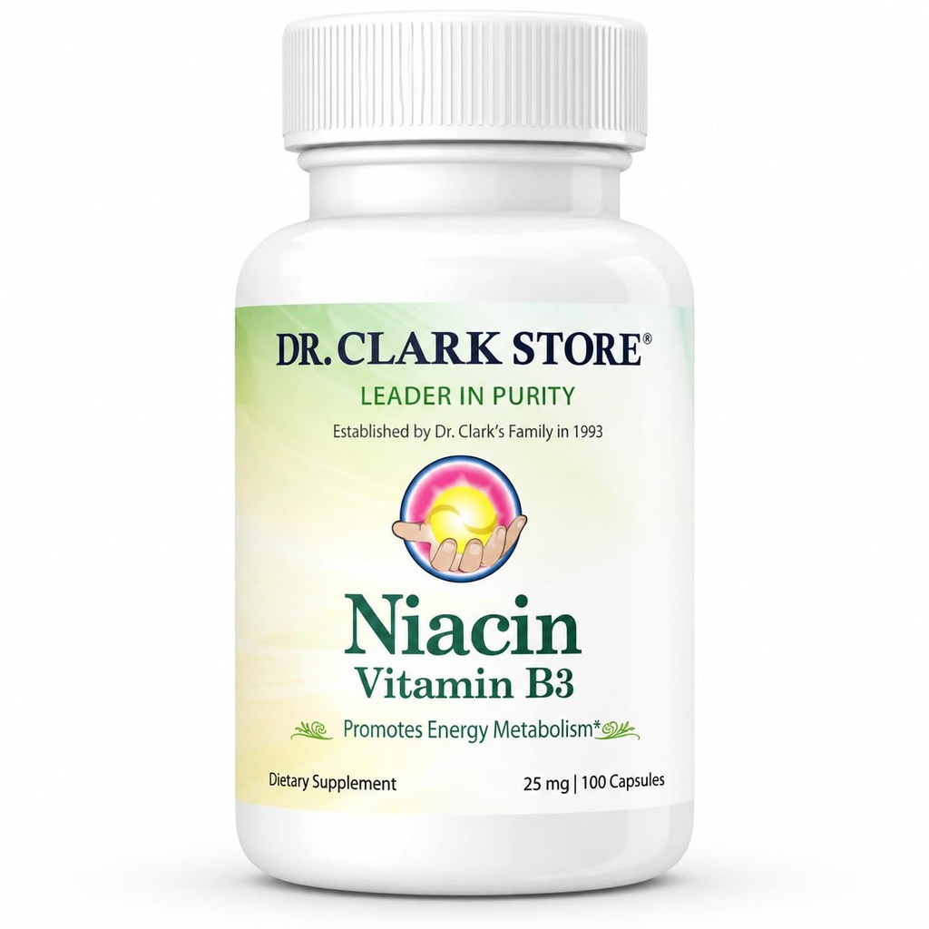 Dr Clark Store Niacin Supplement (Vitamin B3), 25mg, 100 Gelatin Capsules