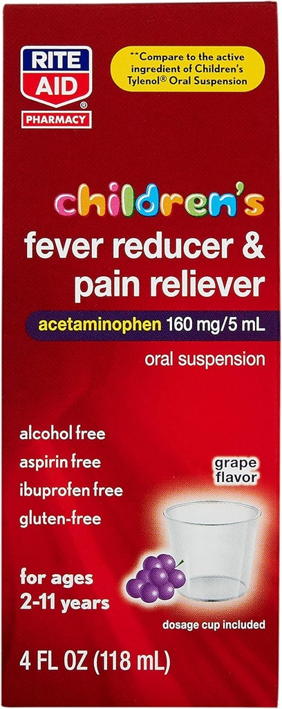 Rite Aid Children's Acetaminophen, Grape Flavor, 160 mg - 4 fl oz 