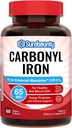 Carbonyl Iron, with Natural Vitamin C, Gentle on The Stomach, High Absorption, for Red Blood Cell Function, Energy Support, Vegan, 60 Tabs