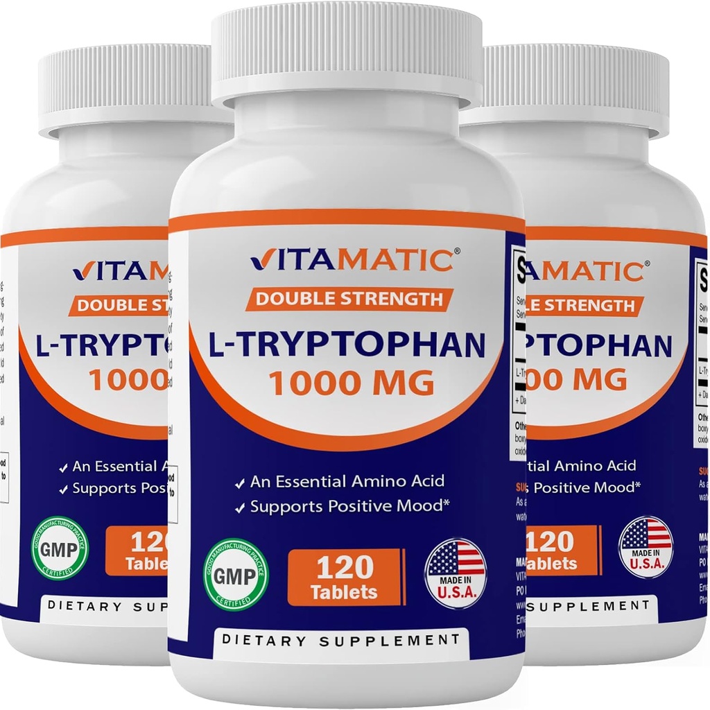 Vitamatic L-Tryptofaan 1000mg 120 tabletten (120 tabletten (verpakking 1)) (3 flessen)