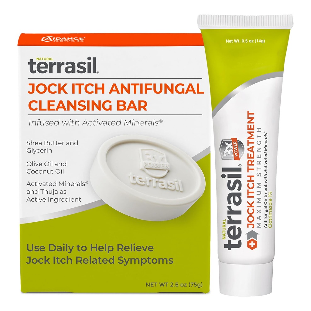 terrasil Jock Itch Antischimmel Cream Extra Strength + Antischimmel Zeep 2-product Care Kit met klinisch bewezen Clotrimazool voor effectieve Jock Itch Treatment & Relief (5oz Tube + 75g bar)