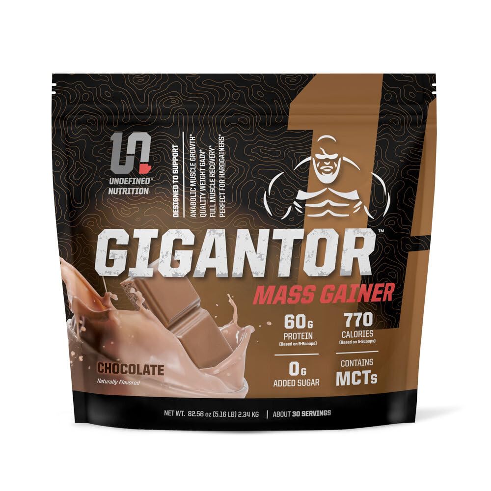 Undefined Nutrition Gigantor Mass Gainer by Brian Shaw (60g Protein, 30 Servings, tot 790 Quality Calories)