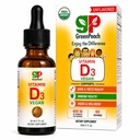 GreenPeach Liquid Vegan Organic Vitamin D 400 tot 1600 IE - D3 druppels voor peuter, kinderen, baby's en zuigelingen, vitamine D Baby druppels, natuurlijk, 60 porties
