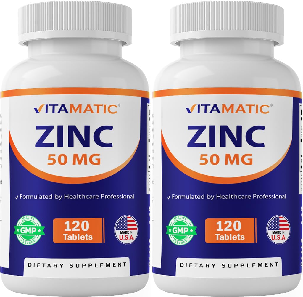 Vitamatic Zink 50mg als Zink Gluconaat 120 Tel - Immuniteitssupplement (Totaal 240 tabletten) - 2 Verpakking