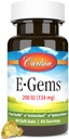 Carlson E-Gems 200 IE (134 mg), Natuurlijke-Bron Vitamine E, Optimale Wellness, 90 Zachte Gels