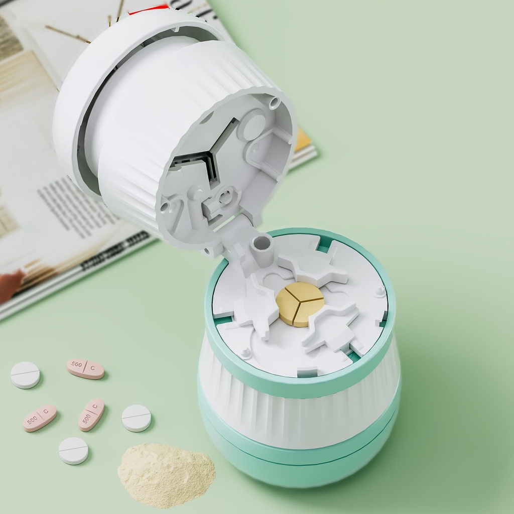 Pillensnijder - Pillensplitter met roestvrij stalen mes voor het snijden van kleine pillen of grote pillen in een derde, Pillensnijder 1/3, Geschikt voor het snijden van vitaminen, tabletten (1-3 Groen)