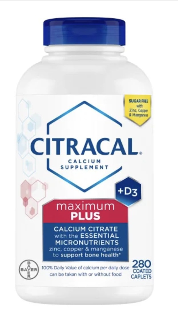 Citra-Cal+D3 Supplement met zink, koper, magnesium, maximaal Plus, 280 Tellen