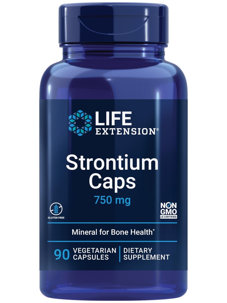 Life Extension Strontium Caps, Trace Mineral for Advanced Bone Health Support, Gluten Free, Non-GMO, Vegetarian, 90 Capsules