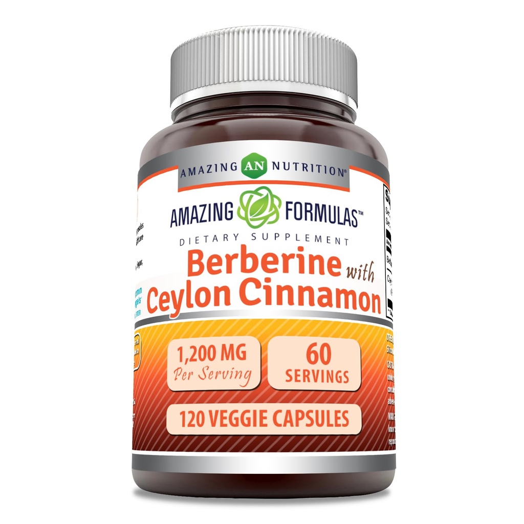 Verbazingwekkende Formules Berberine met Pure Ceylon Cinnamon 1200 Mg Per Serving 
