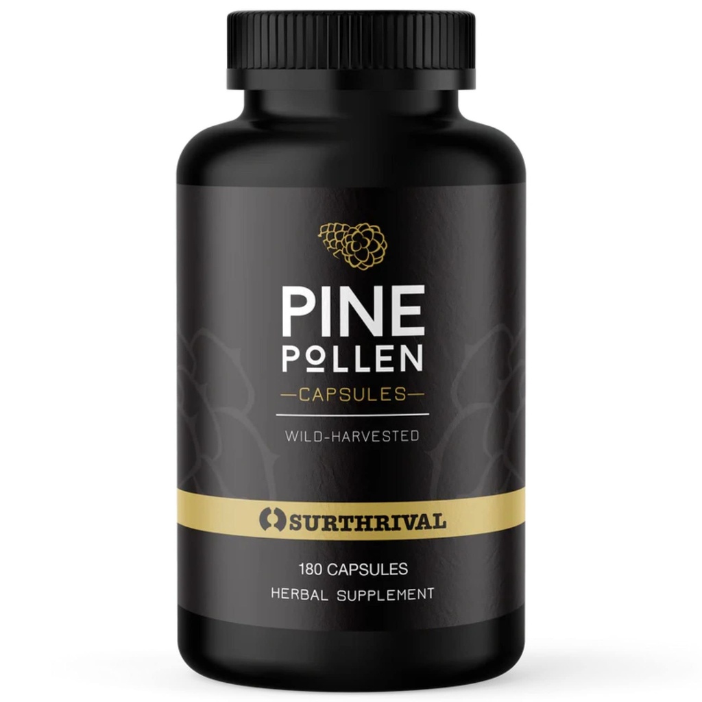 Surtrival: Pine Pollen Powder Capsules (180 Count), Wild Harvested, Energy & Endurance Restauratie