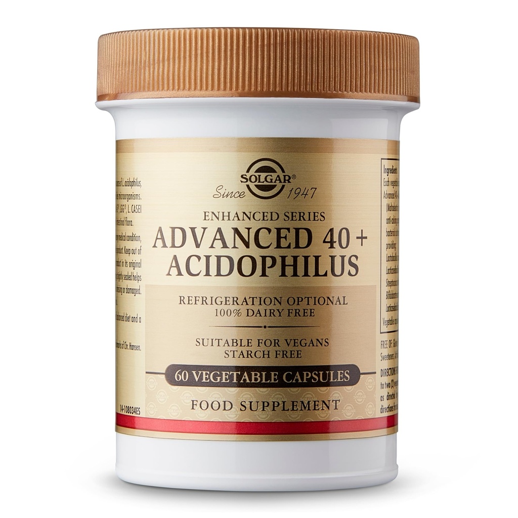 Solgar Advanced 40+ Acidophilus, 60 plantaardige capsules