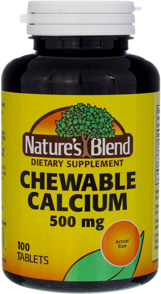 Nature's Blend Chewable Calcium 500 mg, 100 tabletten (verpakking van 4)