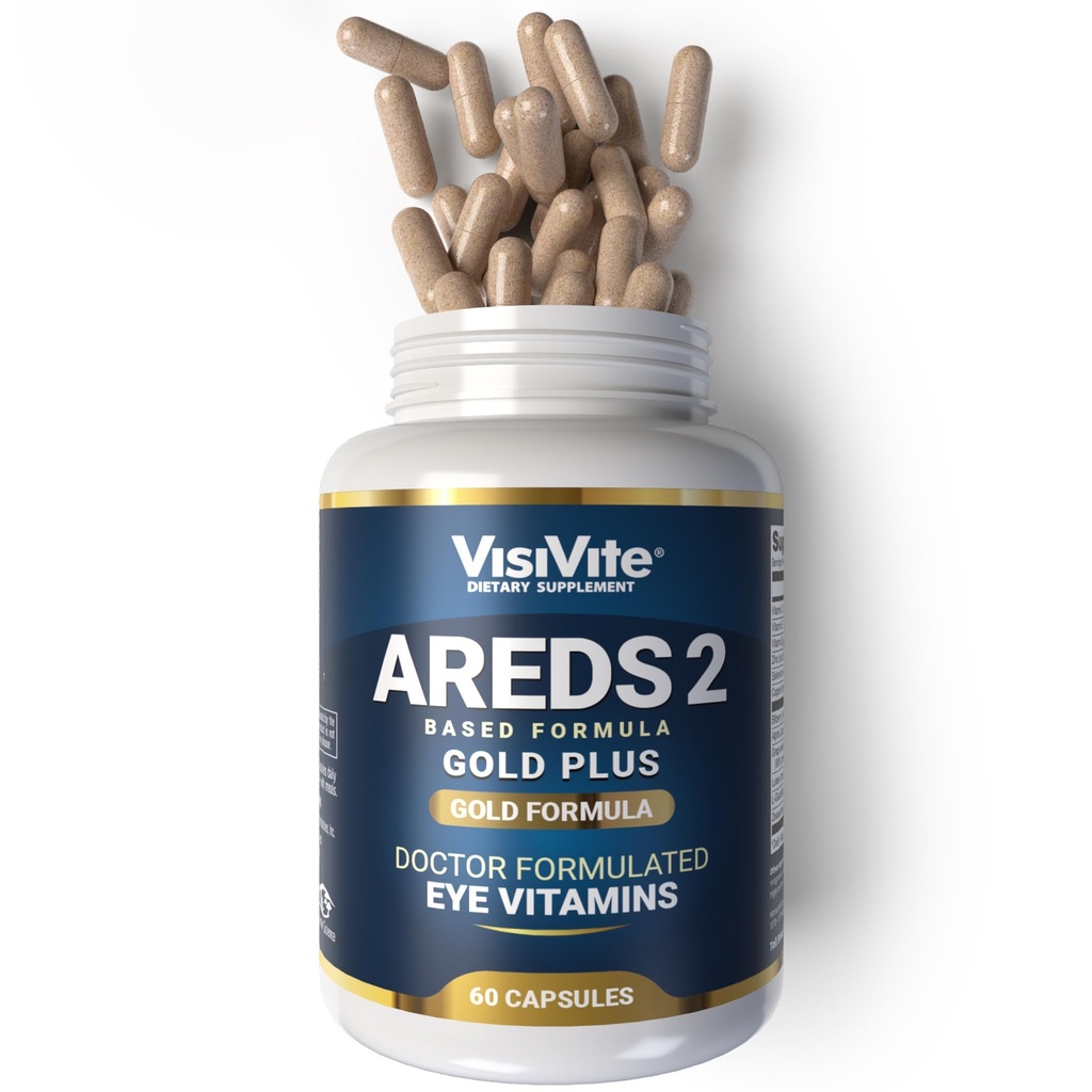 Doctor Formulated AREDS 2 Plus Oogvitaminen met Zeaxanthine Plus Luteïne - Blauwe bosbessen en druivenzaad Extract - Premium Eye Health Formula - 60 Eye Supplement Capsules van VisiVite Gold Plus