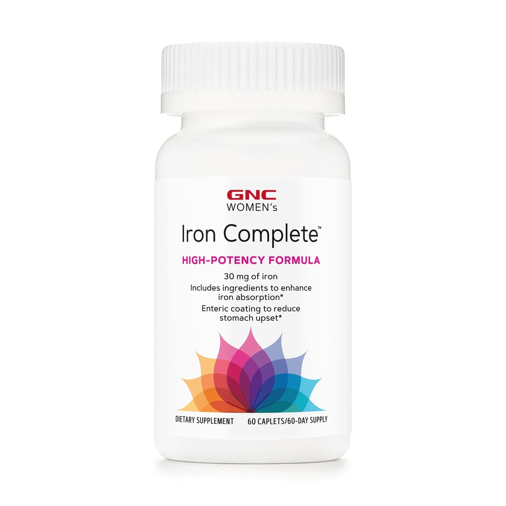 GNC Women's Iron Complete Multivitamin, Enhances Ability to Absorb Iron, 60 Caplets