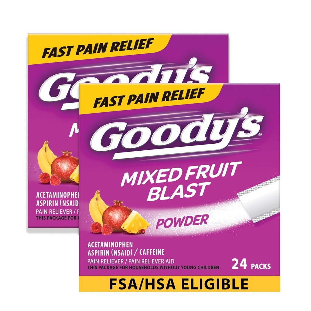 Goody's extra sterke hoofdpijnpoeder, gemengde fruitblast smaak oplossen Packs, 24 individuele verpakkingen (2 verpakkingen)