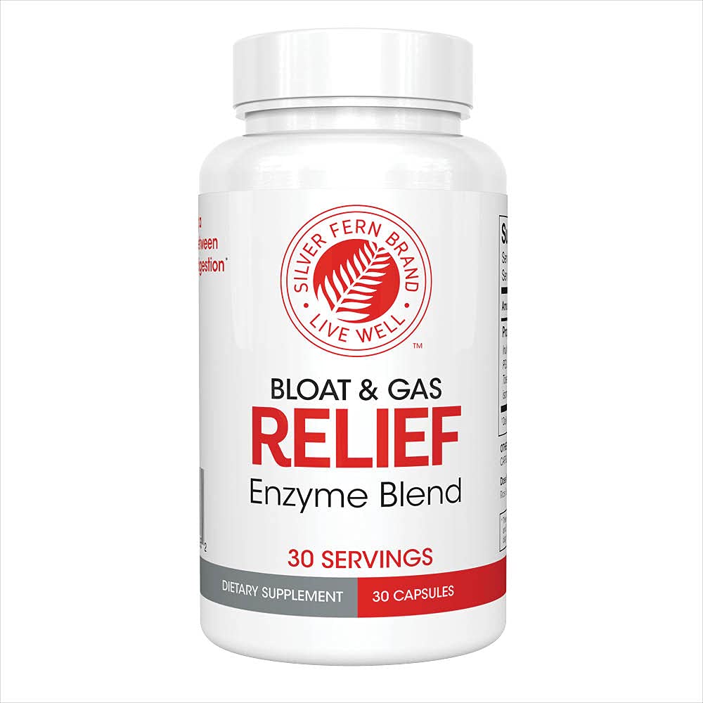 Silver Fern Bloat & Gas Relief Digestief Enzyme Blend - 1 fles = 30 porties - FODMAP & Bloating Digestie Supplement met tolerase L, pectinase & More (1 fles)