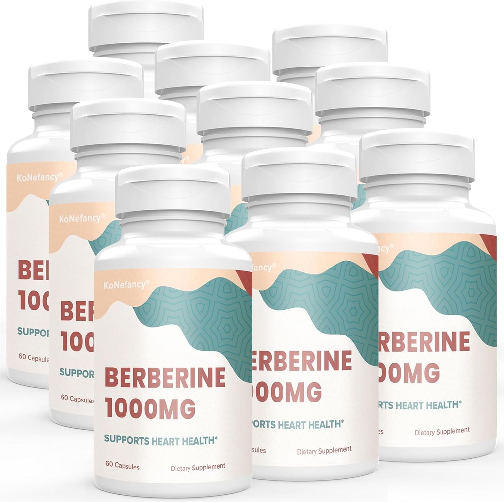 Berberine Supplement 1000mg, Hoge Absorptie Berberine HCL Plus Vegan Capsules met Silymarin Herbal Complex Formula, 60 Tellen (pack van 10)