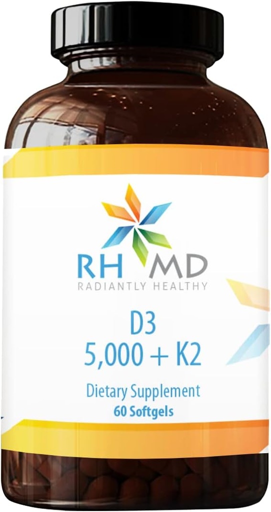 RHMD D3 5.000 + K2 Dieetsupplementen (60 Softgels)