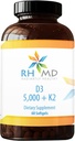 RHMD D3 5.000 + K2 Dieetsupplementen (60 Softgels)