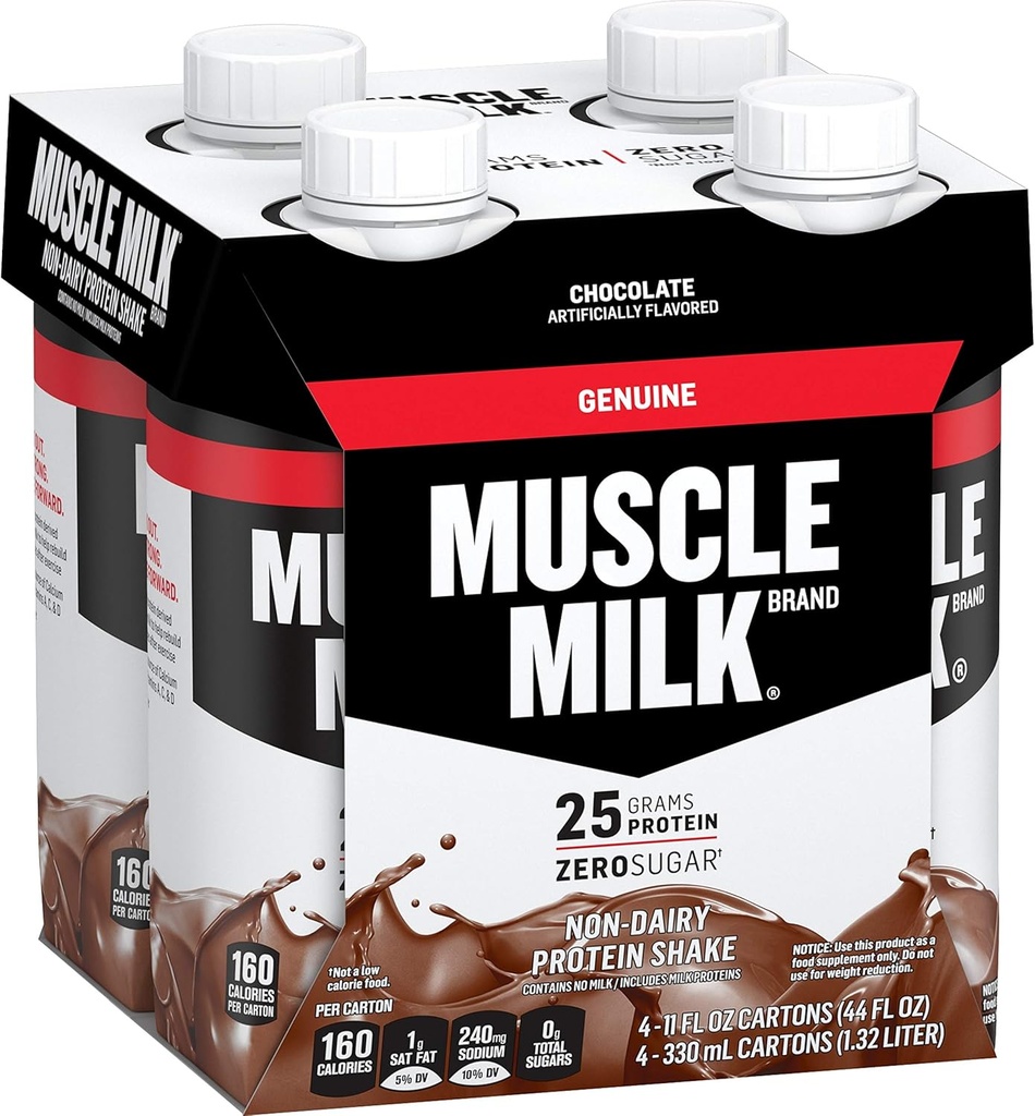 Muscle Milk Originele Proteïne Shake, Chocolade, 25g Proteïne, 11 Fl Oz (verpakking van 4)