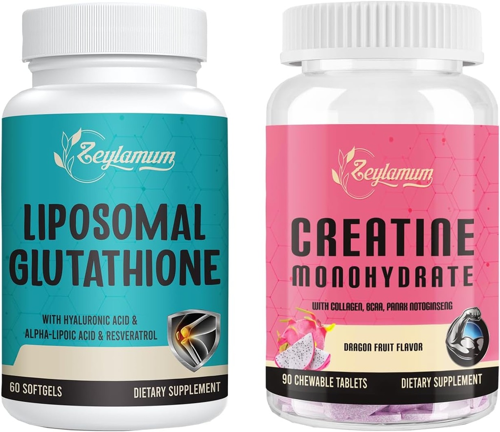 Liposomale Glutathion 1 verpakking & Creatine Monohydraat 1 verpakking