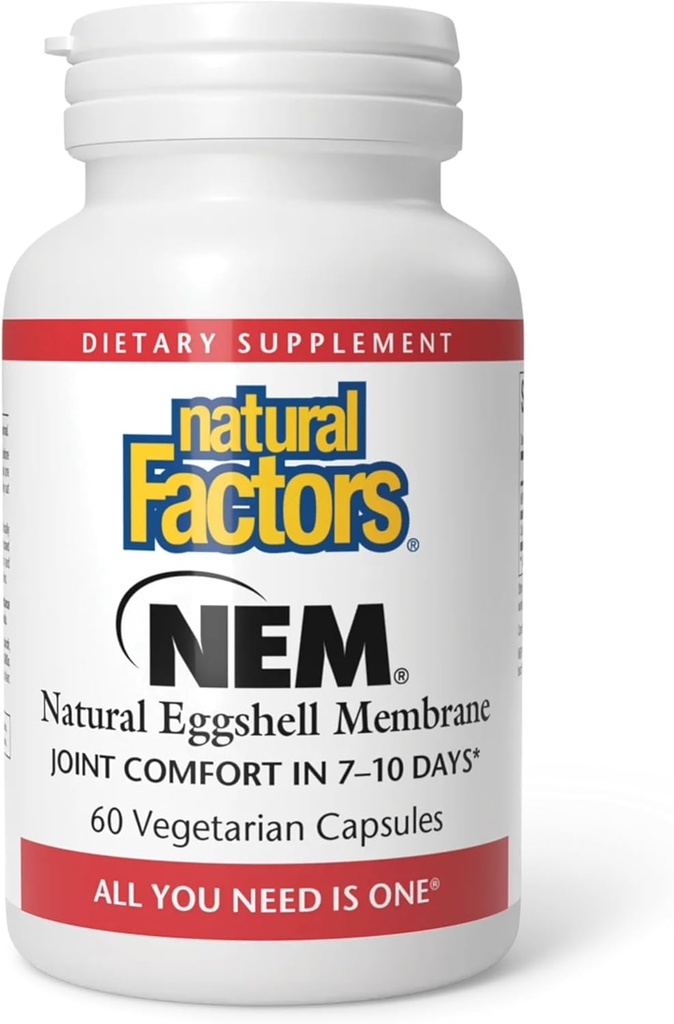 Natuurlijke factoren, NEM Natural Eggshell Membrane, bevordert Joint Comfort en flexibiliteit, 60 capsules