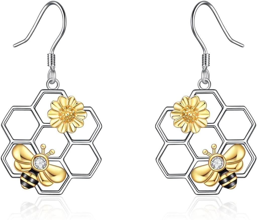 LUHE bijen oorbellen voor vrouwen 925 Sterling Silver Bumble oorbellen met honingraat honingbij sieraden bengelen geschenken voor vrouwen