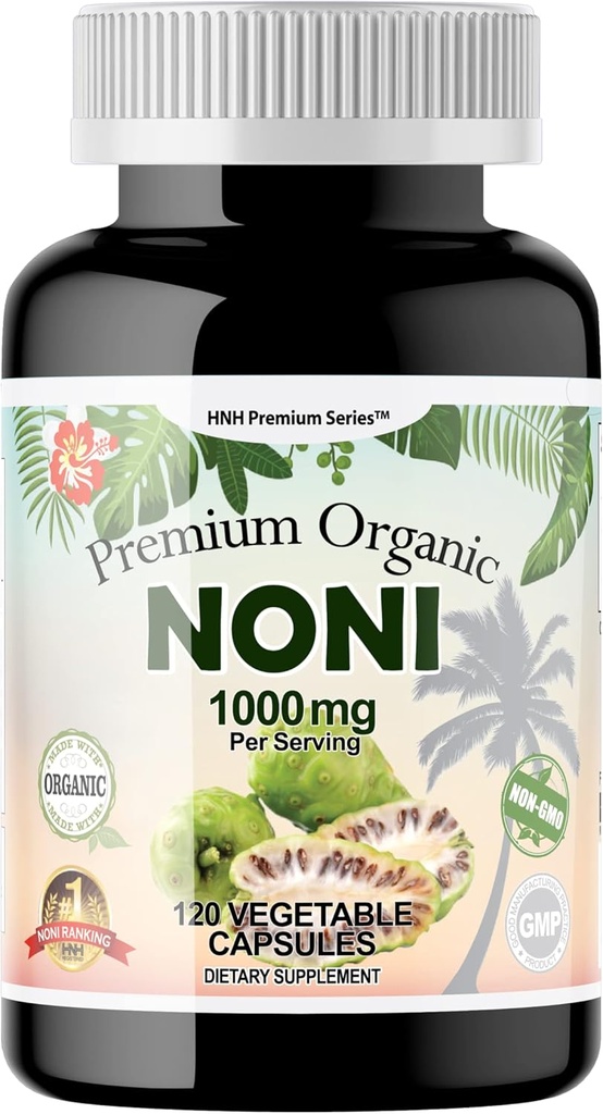 Dr.K&C HNHusa Premium Biologische Noni 1000 mg 120 Veggie Capsules Krachtige Pure Antioxidanten Ondersteuning Immune System Overall Health Morinda Citrifolia Extract Vegan No Filler Supplementen
