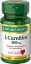 Nature's Bounty L-Carnitine, ondersteunt de gezondheid van het hart en vet Metabolisme, Aminozuursupplement, 500 mg, 30 tabletten