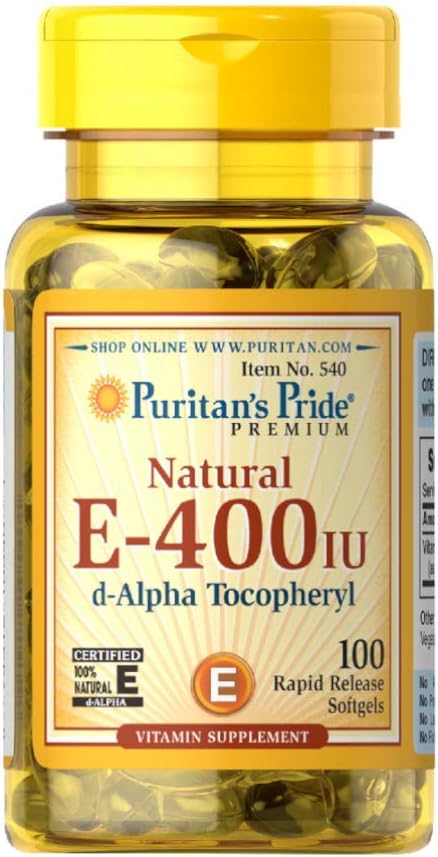 Puritan's Pride Vitamine E 268 mg Mixed Tocoferols Natural Immune Support by Pride®, 400 IE /, 100 Tellen