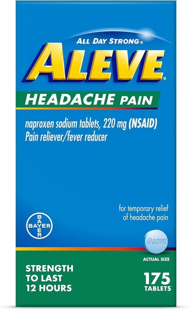 Verhoog de hoofdpijn Pijn Reliver & koorts Reducer Tablets, Naproxen Natrium, voor hoofdpijn, pijn Geneeskunde voor volwassenen, hoofdpijn pijnstillers pillen, 175 telling