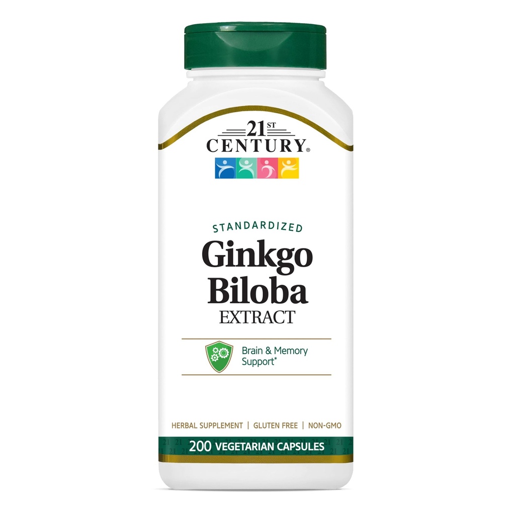 21e eeuw Ginkgo Biloba Extract Veg-Capsules, 200-Count (21687)