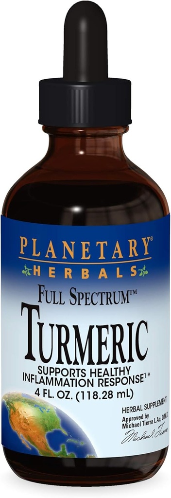Planetaire kruiden Kurkuma Extract volledig spectrum vloeibaar, ondersteuning voor antioxidant en gezonde ontsteking reactie, 4 Ounces