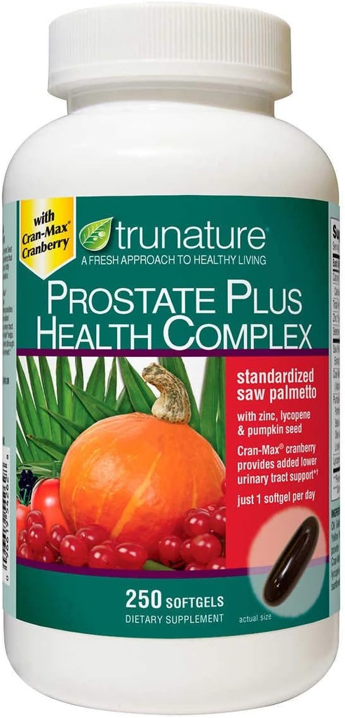 TruNature Prostate Plus Health Complex - Zag Palmetto met zink, Lycopeen, Pompoenzaad - 250 Softgels