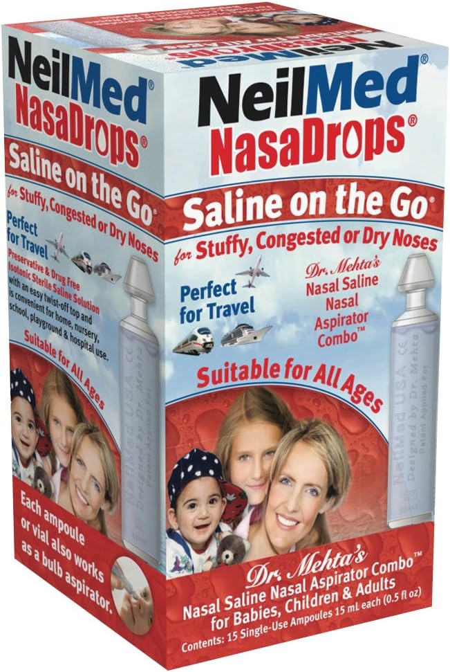 Neil Med NASA druppelt Saline Flacons, 15 Ampuls voor eenmalig gebruik, 0,5 Fl Oz