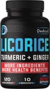 Licorice Root Capsules 4 Months 6800mg for Skin, Digestion & Immune Health Support - 10in1 Mixed Turmeric Curcumin, Ginger Root, Peppermint Leaf & others - Non-GMO - 120 Vegan Capsules